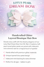 Load image into Gallery viewer, Lotus Pearl Dream Bow – Handcrafted Glitter Layered Boutique Hair Bow