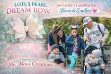 Load image into Gallery viewer, Lotus Pearl Dream Bow – Handcrafted Glitter Layered Boutique Hair Bow
