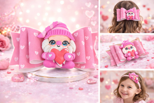 Load image into Gallery viewer, Sweetheart Snuggles Gnome Bow 💕 | Valentine Hair Bow | Handmade by Mr Mac’s Creations
