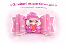 Load image into Gallery viewer, Sweetheart Snuggles Gnome Bow 💕 | Valentine Hair Bow | Handmade by Mr Mac’s Creations
